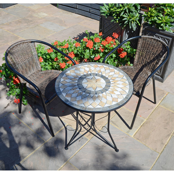 Tiled garden table on sale and chairs